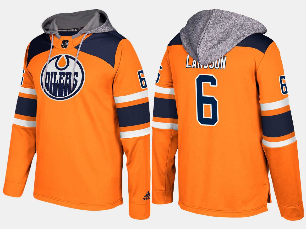 Men NHL Edmonton oilers #6 adam larsson orange hoodie->edmonton oilers->NHL Jersey